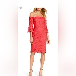 Vince Camuto Red Off-Shoulder Bell Sleeve Mini Dress